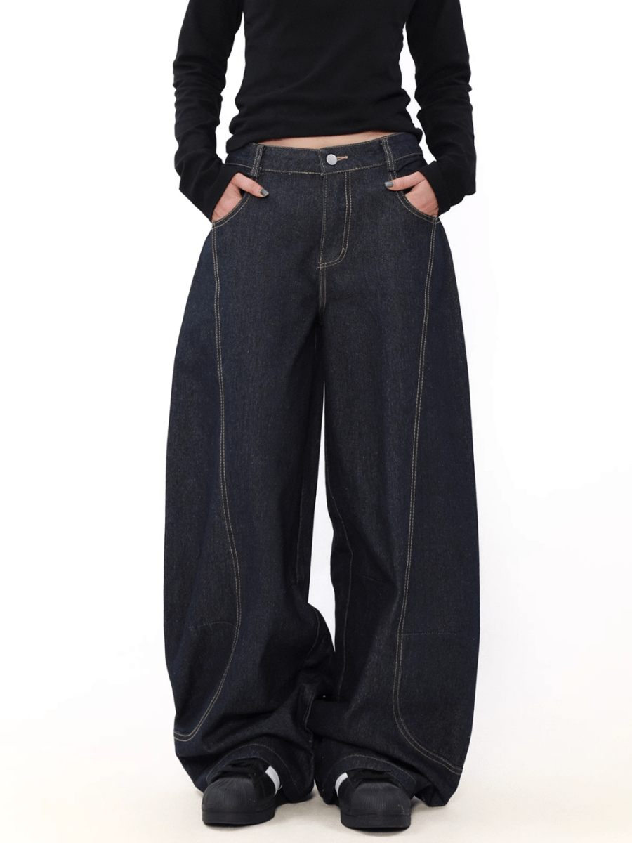 wide leg straight jeans B0123