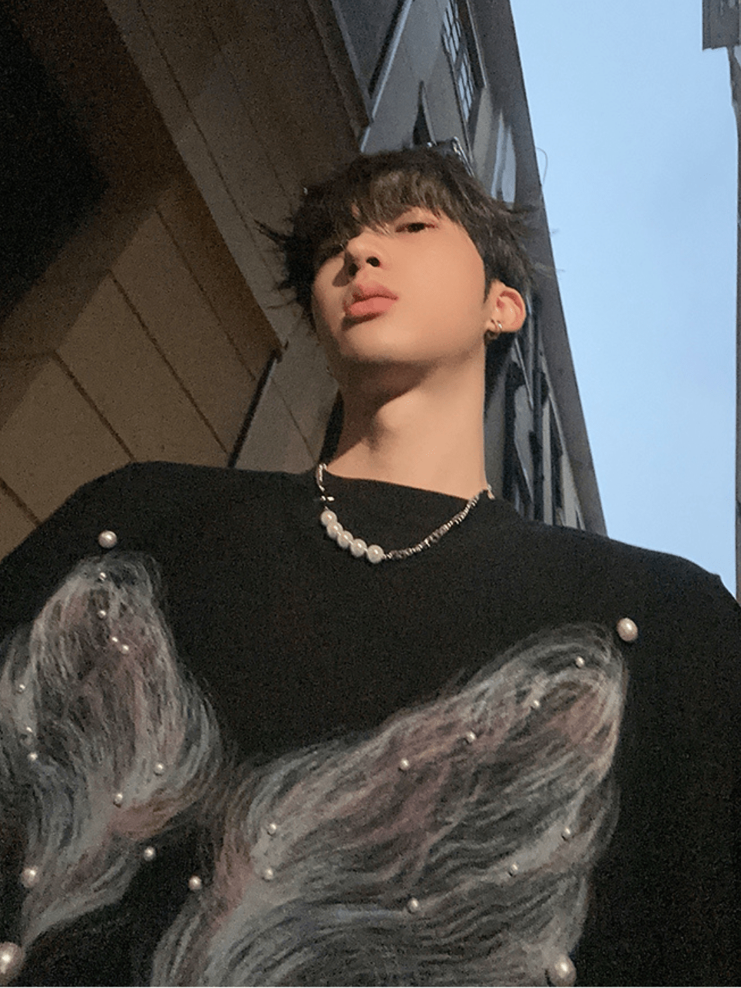 [JH HOMME] pearl butterfly print T-shirt J0098