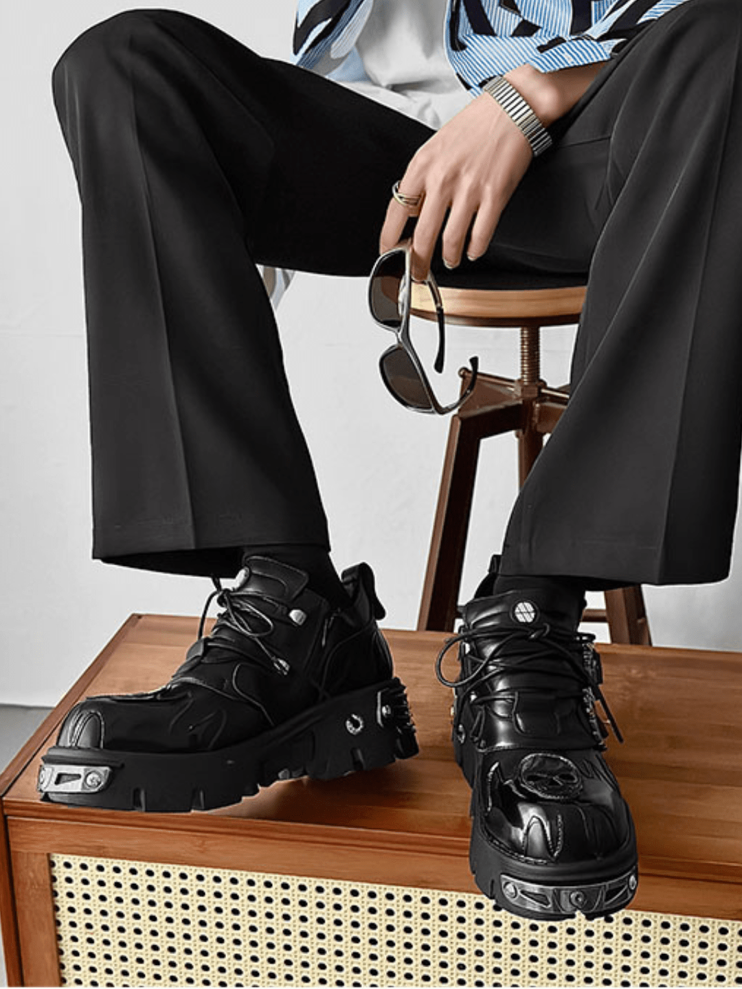 Punk Metal Leather Shoes S047