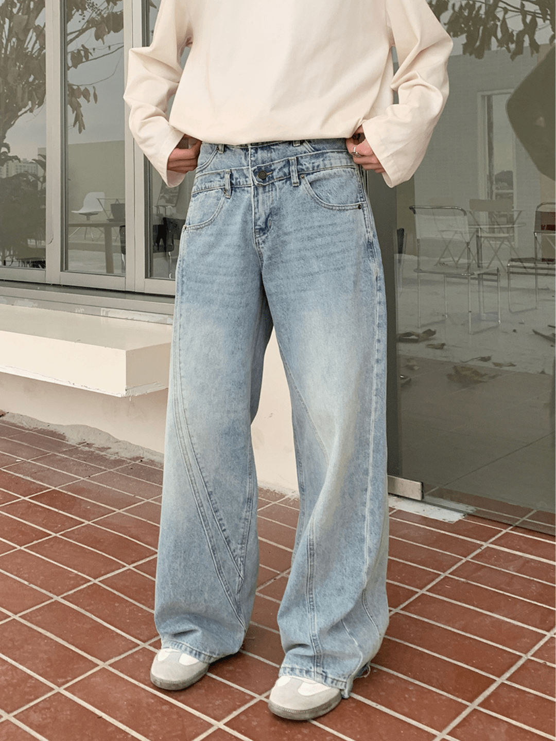 [ONELYC1NS] Double-waist Denim Pants B0131