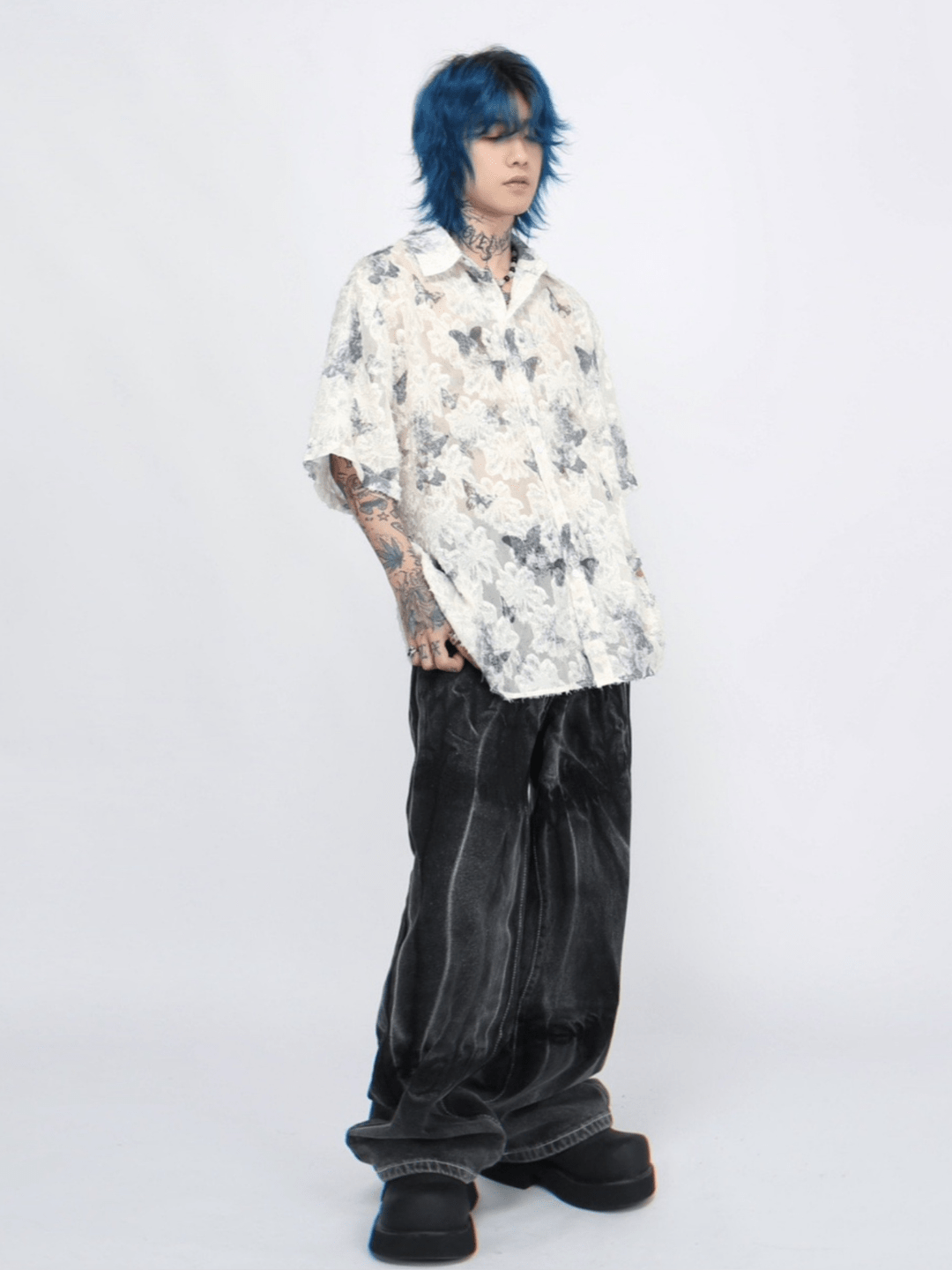 [Mz] butterfly design shirt J0126