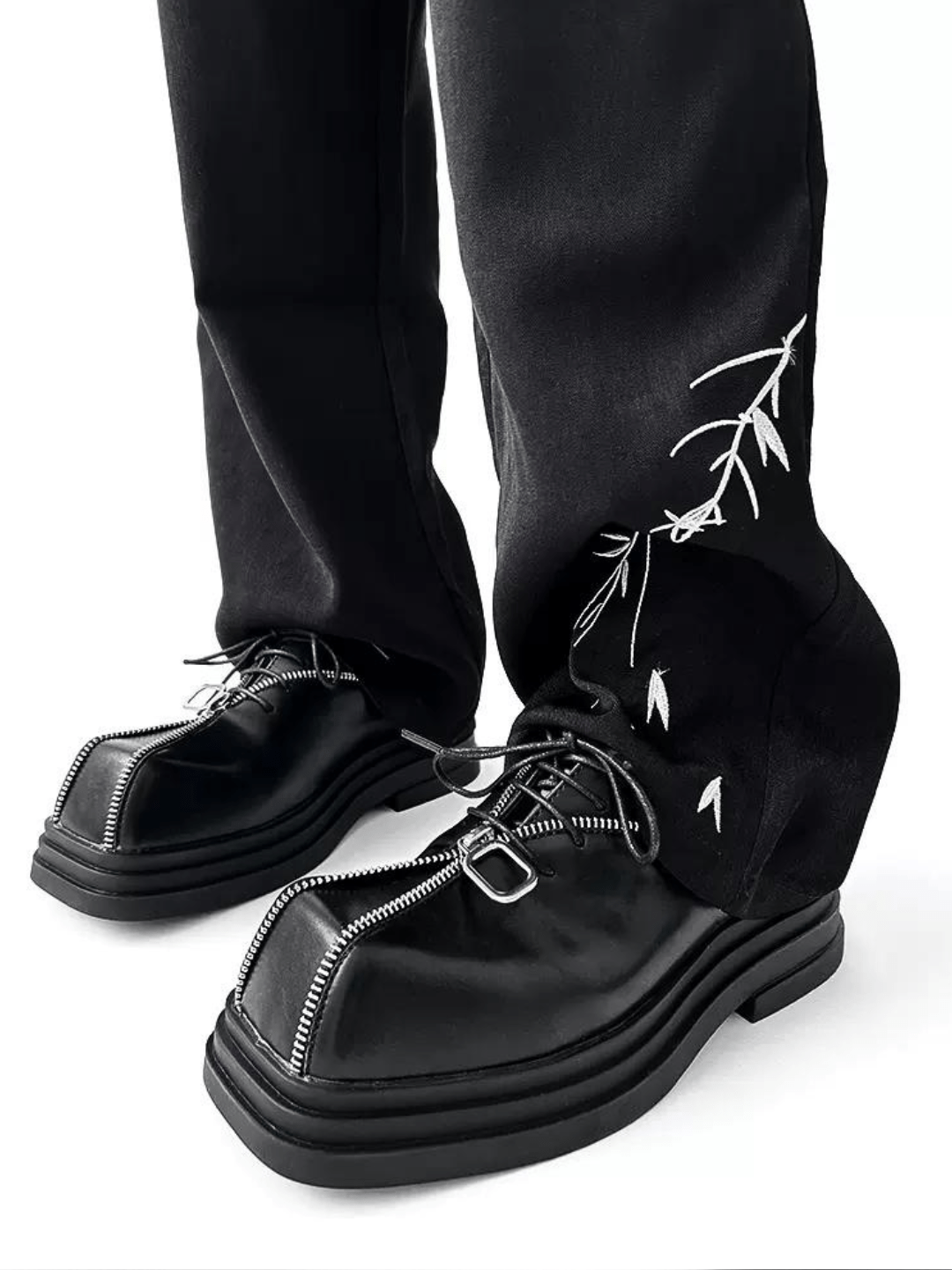 Square head leather shoes S037