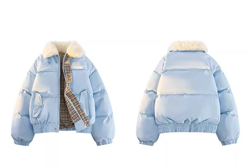 Lapel fur collar cotton dress T0081