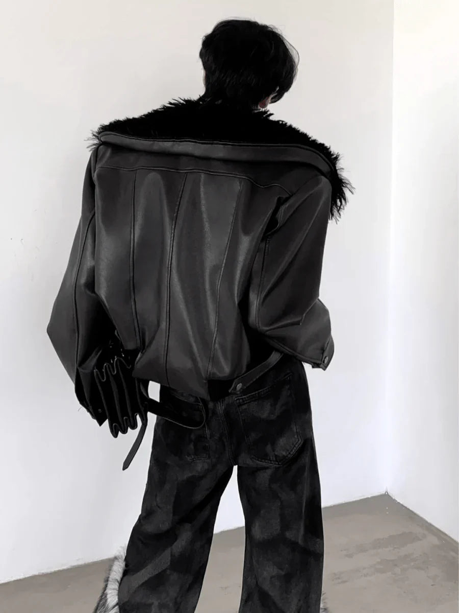 FUR LEATHER JACKET T0117