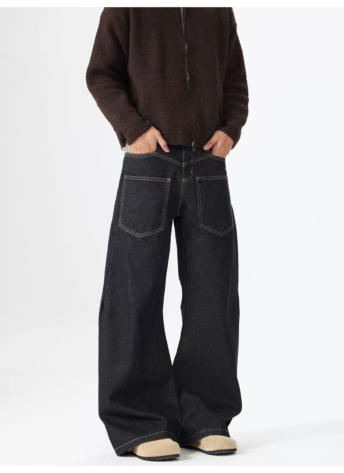 Vaqueros rectos para hombre – Pantalones clásicos de estilo urbano americano vintage B0046