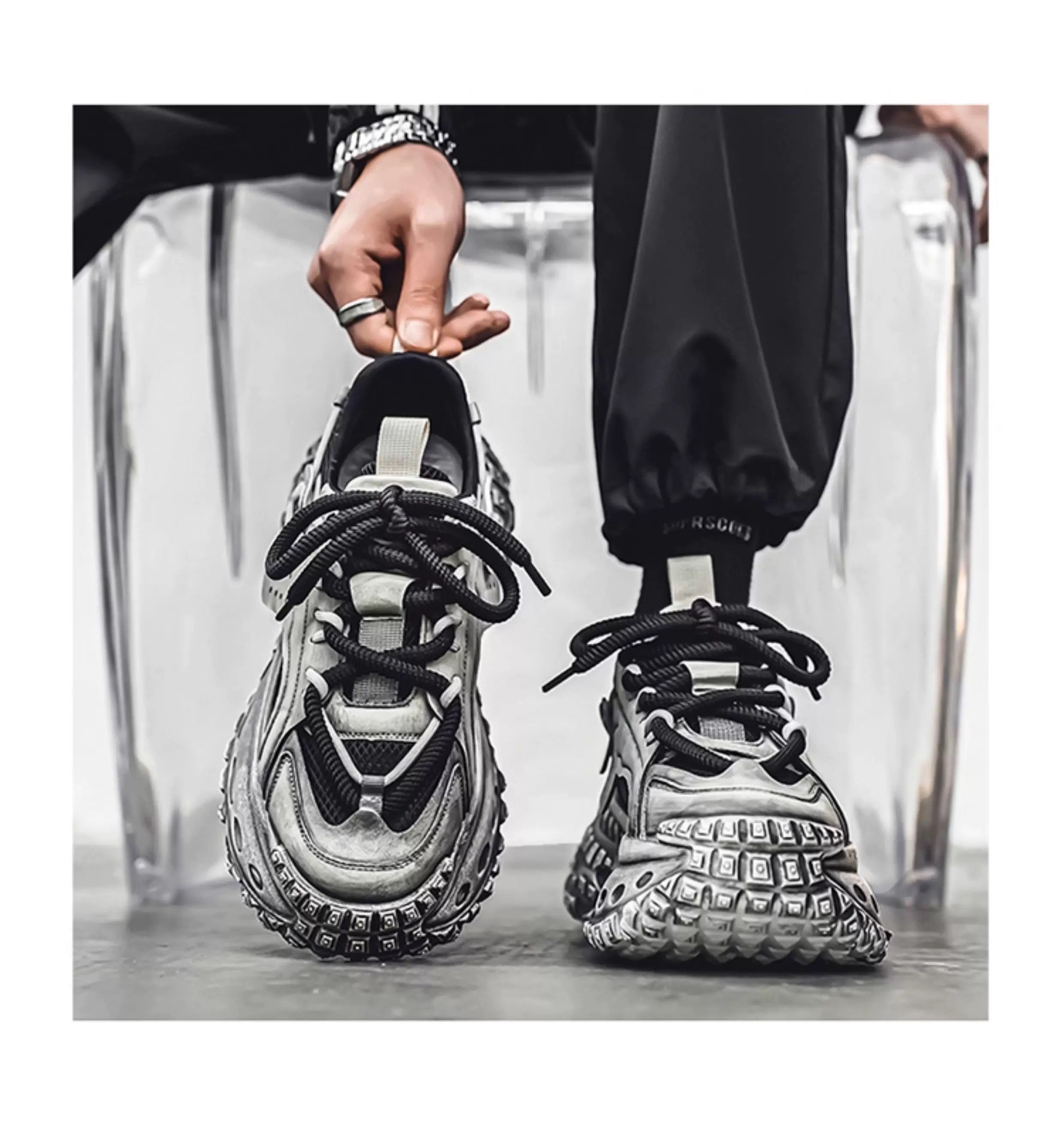 Zapatillas deportivas gruesas para hombre, zapatos de plataforma con suela de neumático, estilo urbano, informales, para correr, 2025