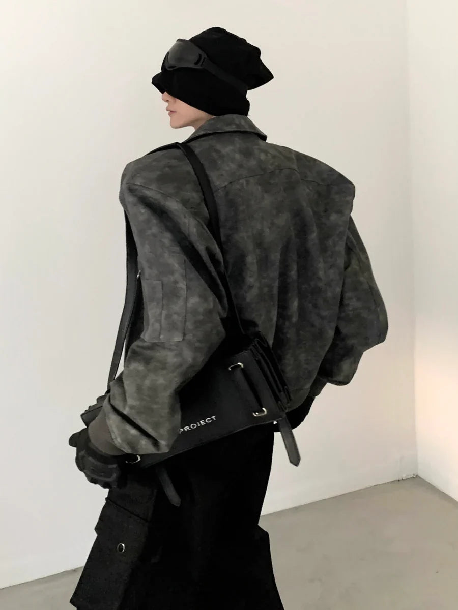 WASHED FROSTED LEATHER JACKETT0108