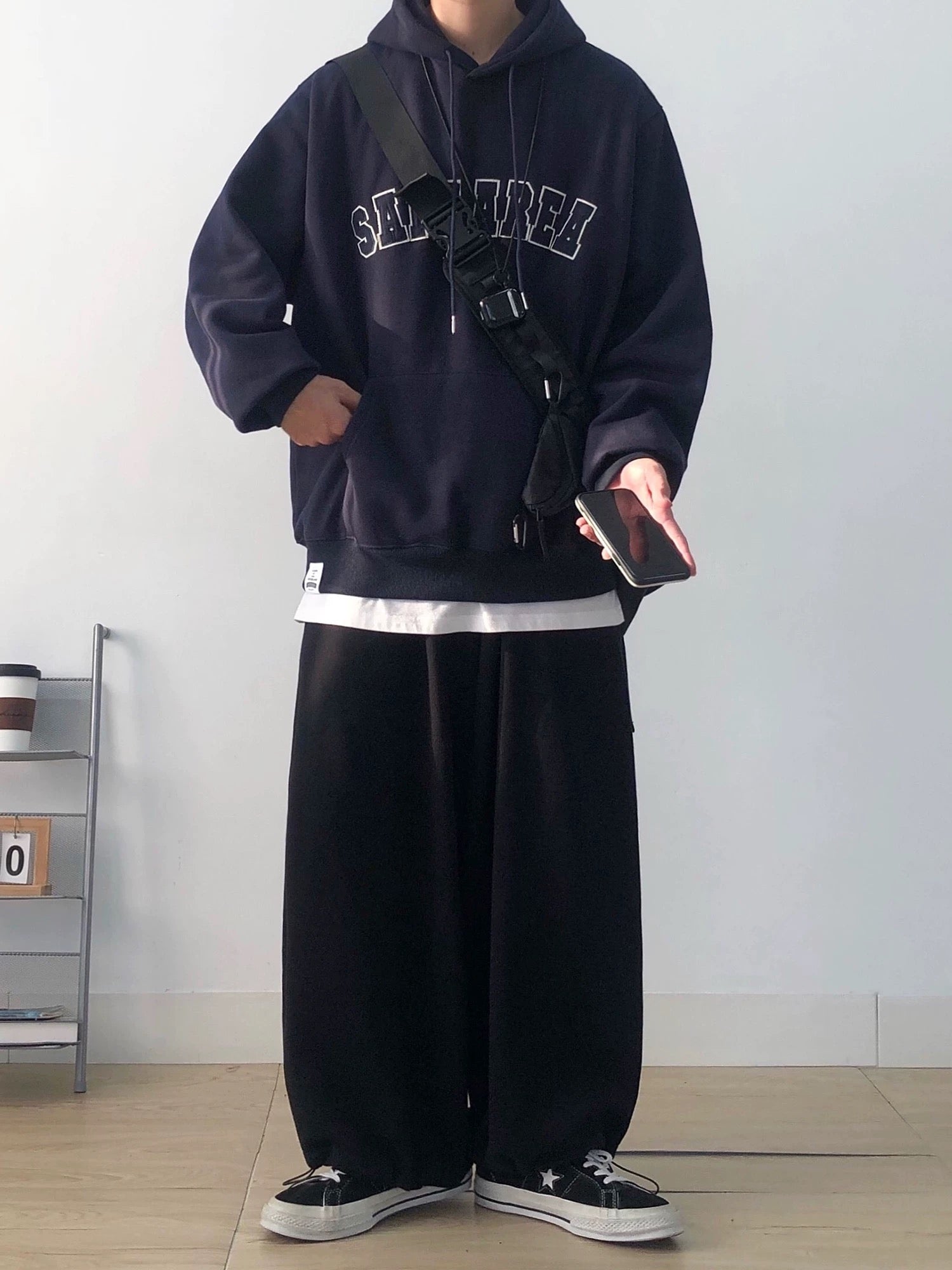 Embroidered Lettering Cityboy Hoodie, Thickened Gray Oversized Men's Sweatshirt for Autumn/Winter T0004