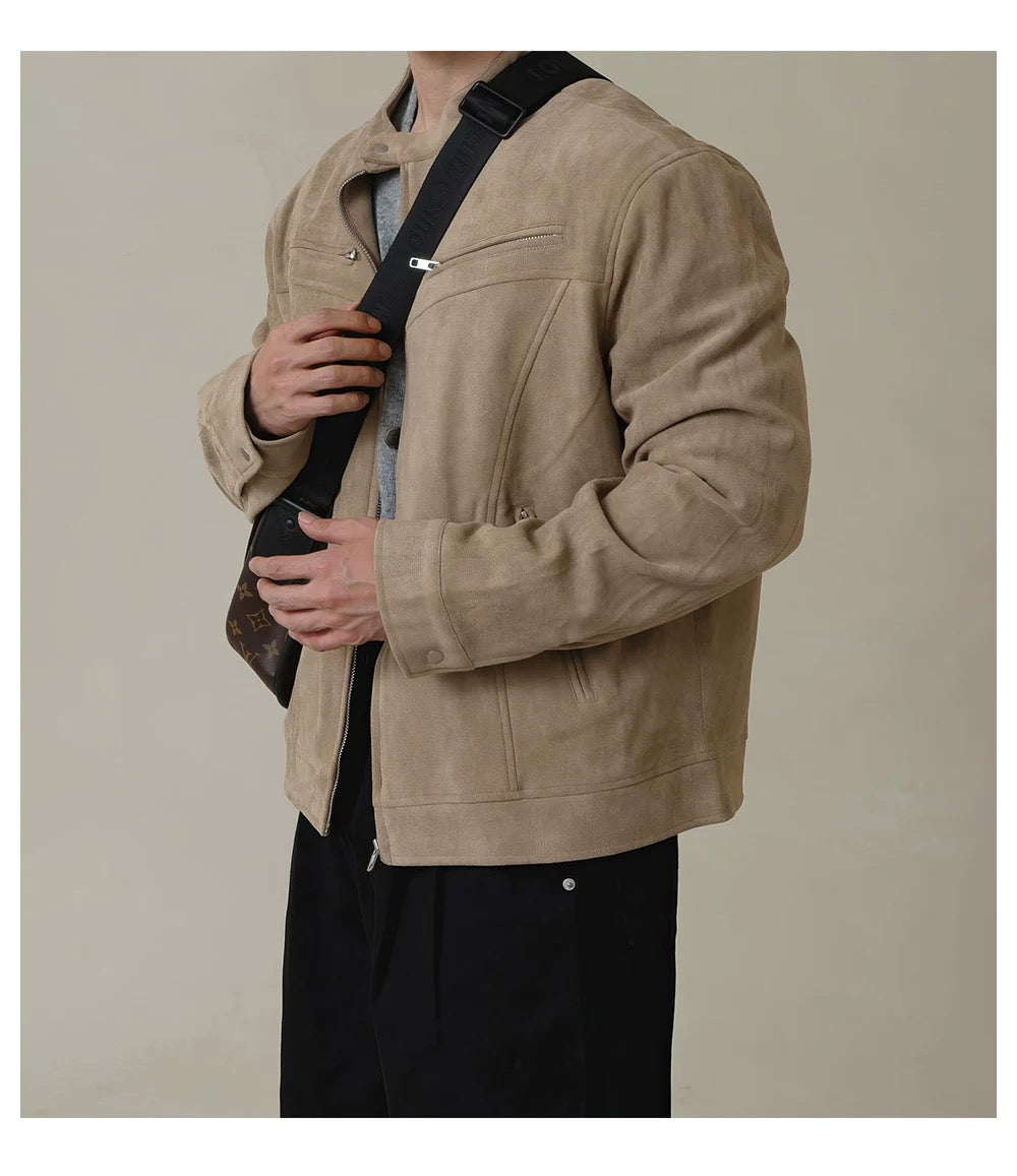 American Stand Collar Jacket – Vintage Streetwear Short Coat for Men T0033