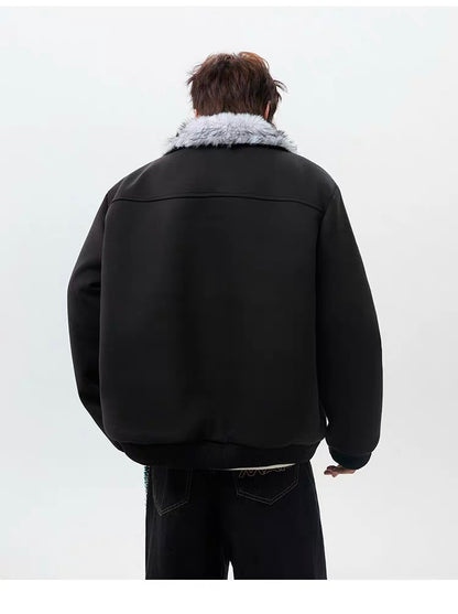 Men’s High-Neck Plush Fur Winter Jacket T0249