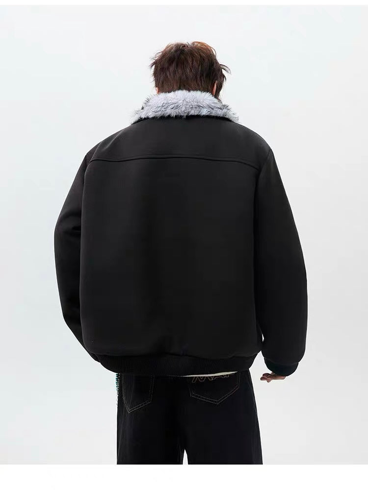 Chaqueta de invierno de felpa con cuello alto para hombre T0020