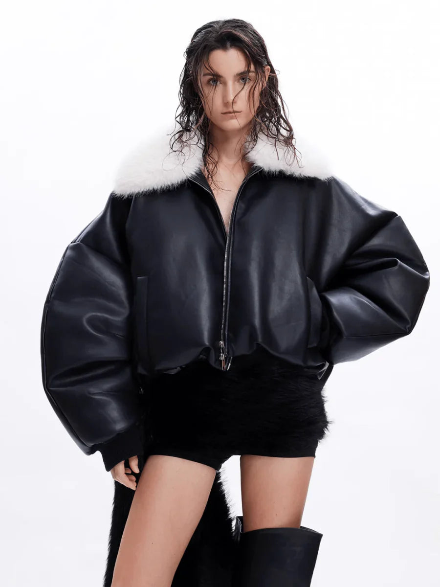 COTTON LEATHER JACKET T0090