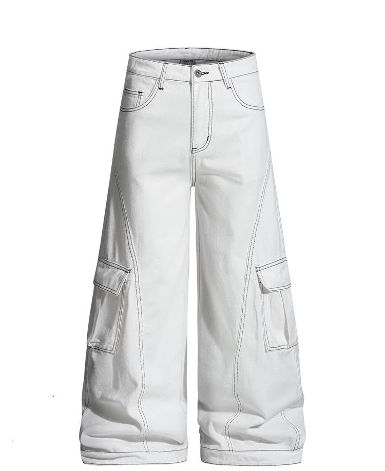 American Curved Wide-Leg Streetwear Trousers B0085