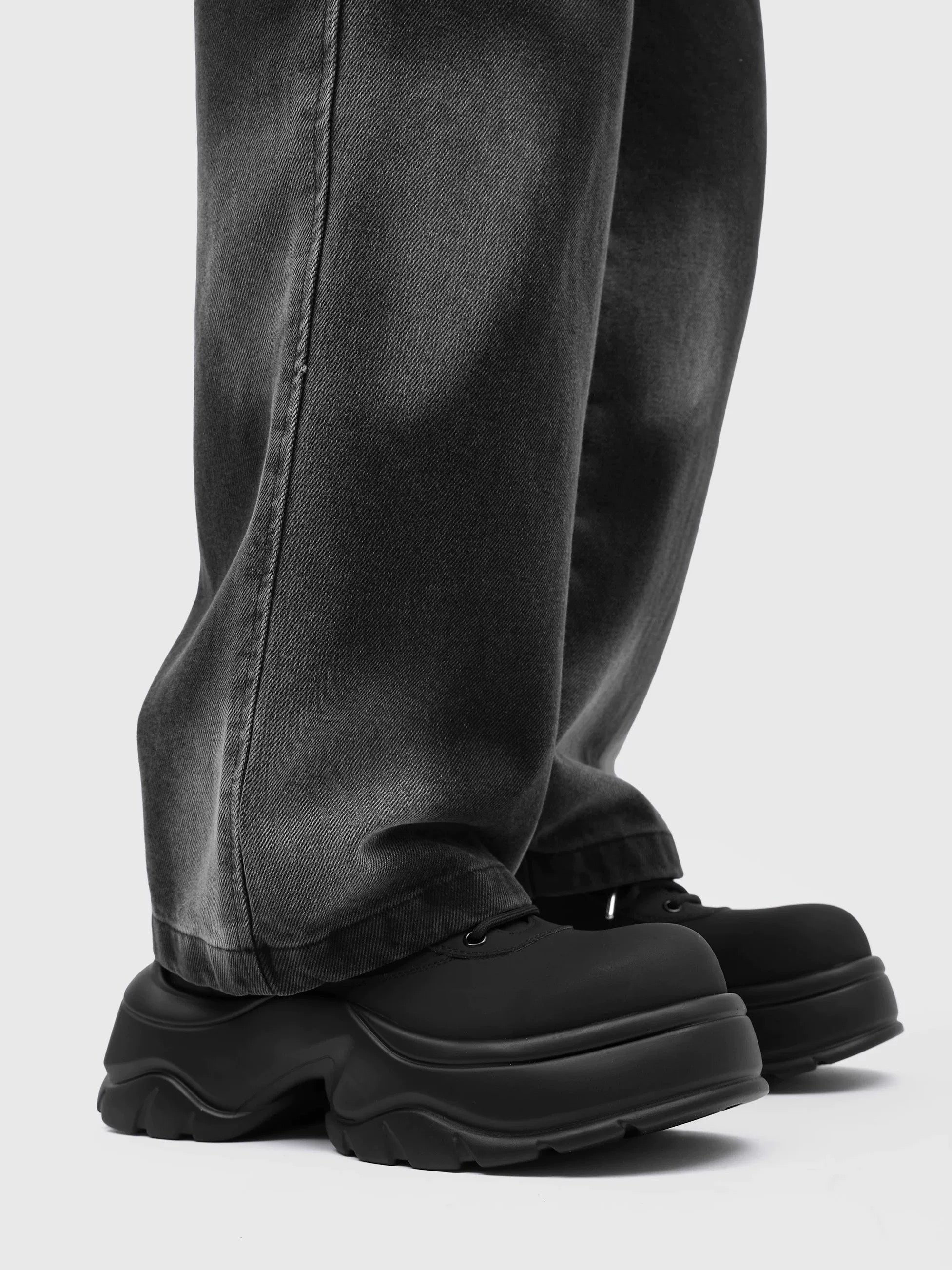 Zapatos Derby Parisinos Gruesos - Zapatos Dad con Plataforma en Negro Mate (Calzado de Lujo Unisex Estilo Guerrero Negro) S0007