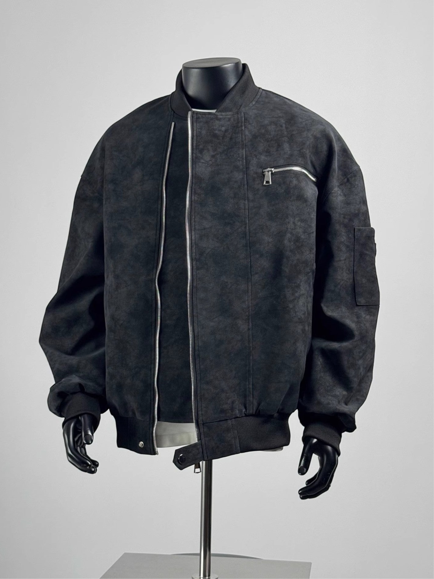 [TANCCHUI] LOOSE STAND-COLLAR MOTO JACKET T0188