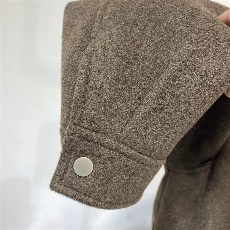 Chaqueta acolchada holgada de lana de oveja para hombre T0247