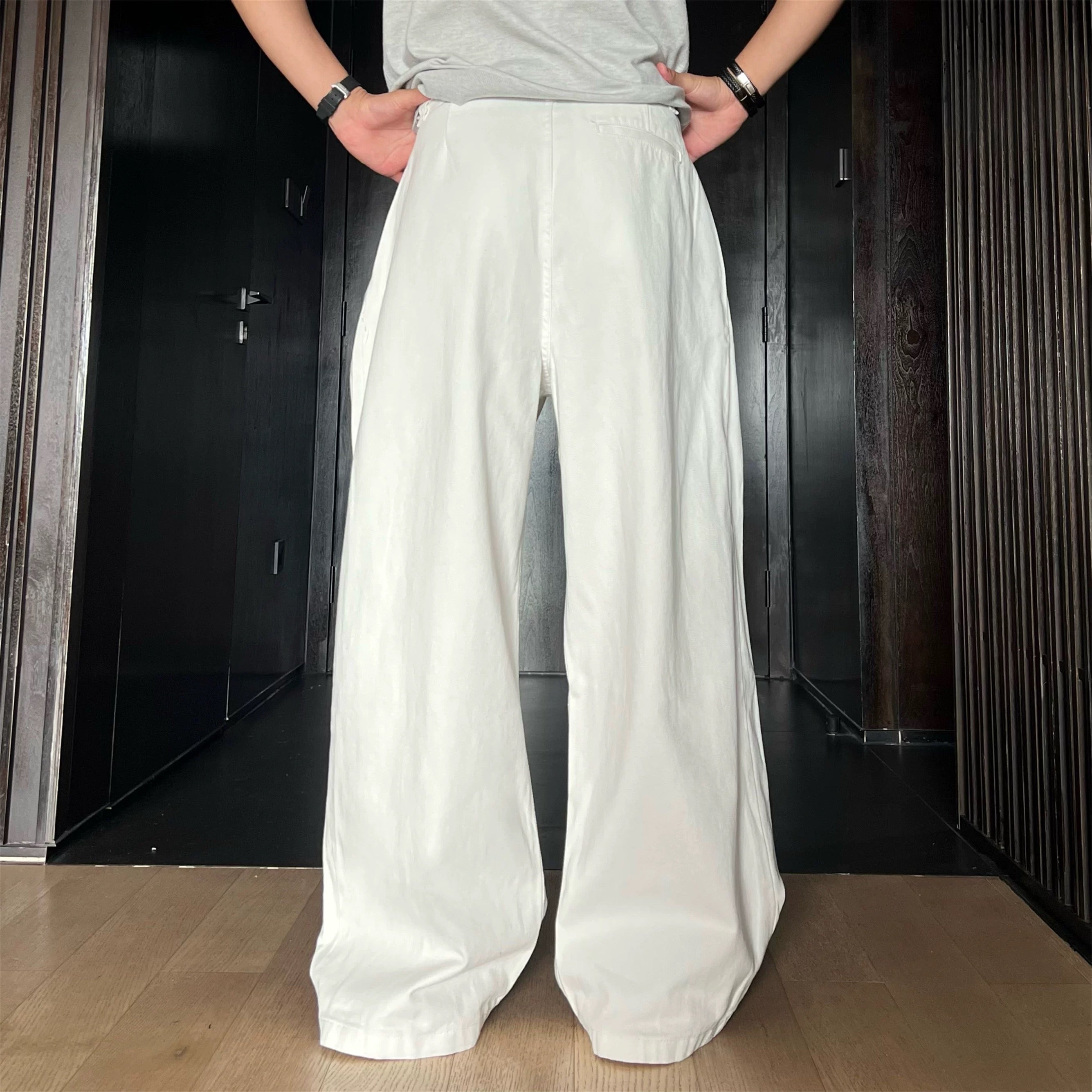 Vintage Curved-Cut Wide-Leg Jeans for Men | American Retro Casual Denim PantsB0101