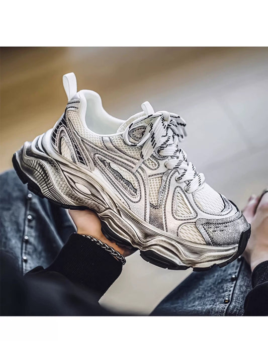 Men’s Retro Chunky Sneakers Casual Fashion Dad Shoes Soft Sole Trendy Running Shoes S0015