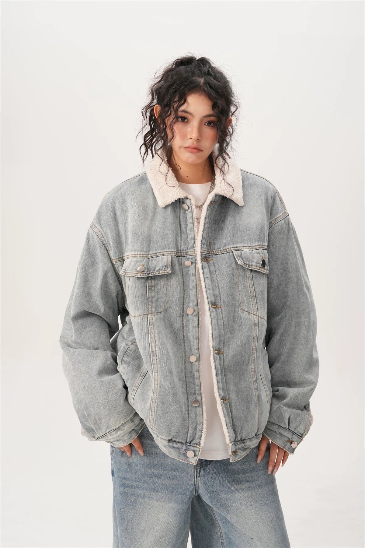 Men’s Vintage Denim Jacket – American Retro Washed Jean Outerwear T0068