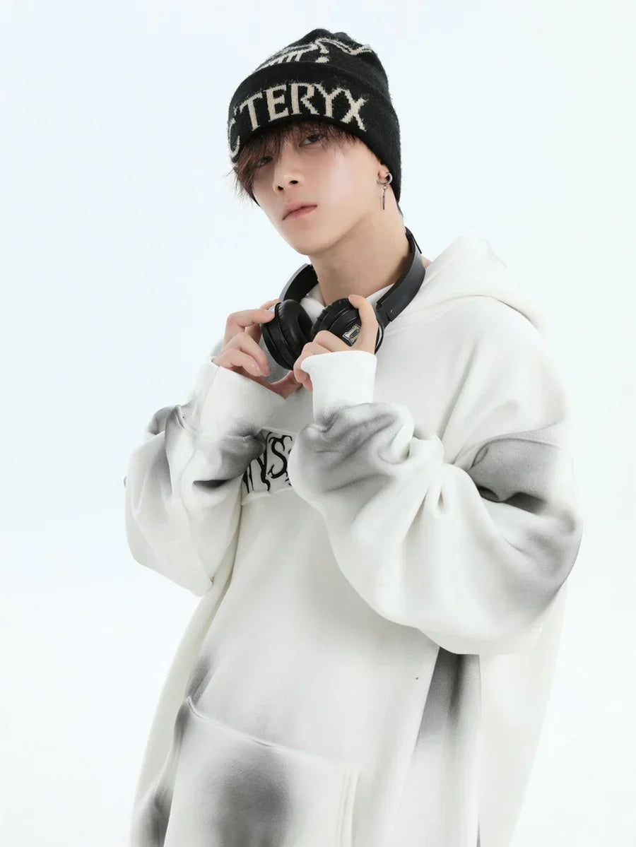 [INSstudios] SPRAY PAINT LOGO LOOSE HOODIE S0206