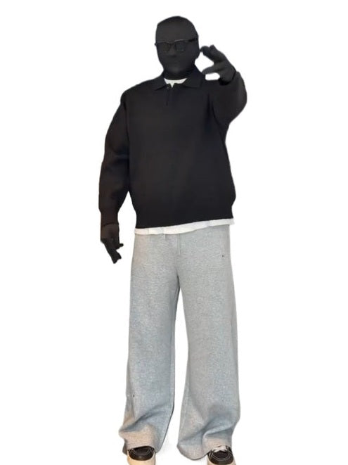 Lapel POLO neck knitted sweater C0383