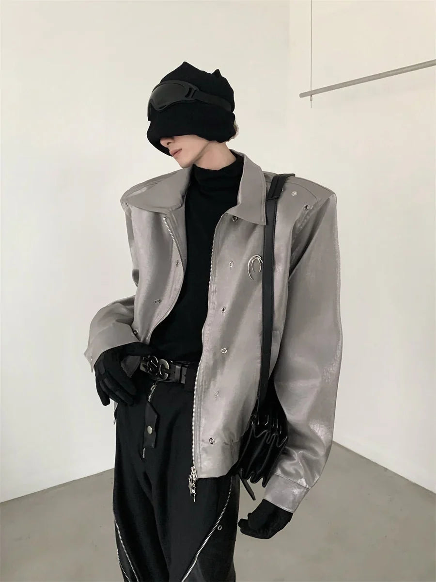 SHOULDER PADS SILHOUETTE LAPEL SHORT JACKET T0107