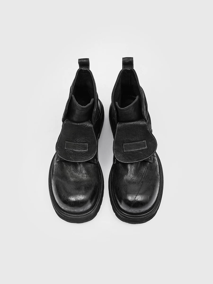 Botas Martin gruesas para hombre (2025), botas altas de trabajo de cuero negro, zapatos con alzas estilo británico S0011