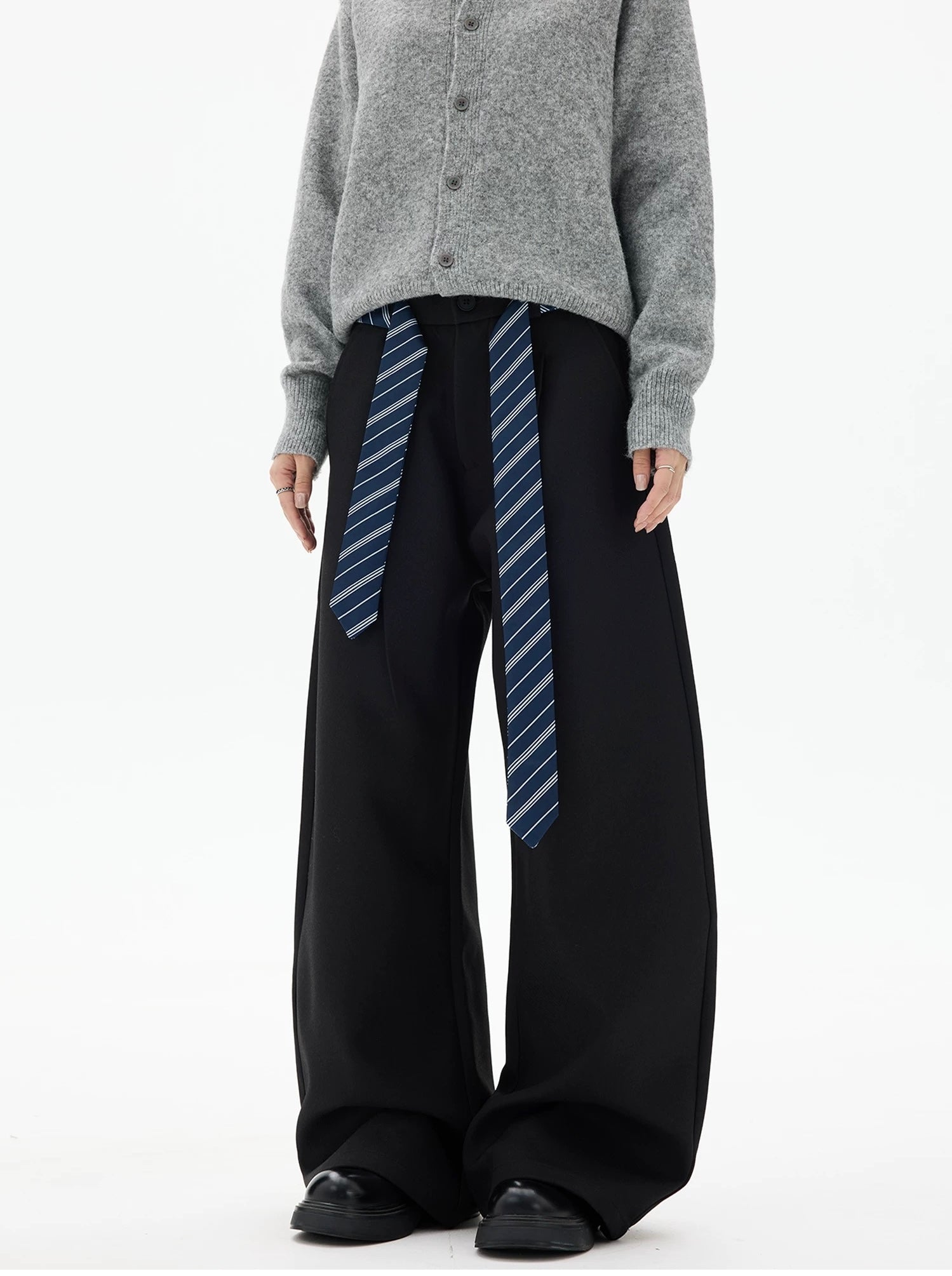 American Vintage Tie-Waist Blade Cut Trousers – High-Street Wide-Leg Pants B0043