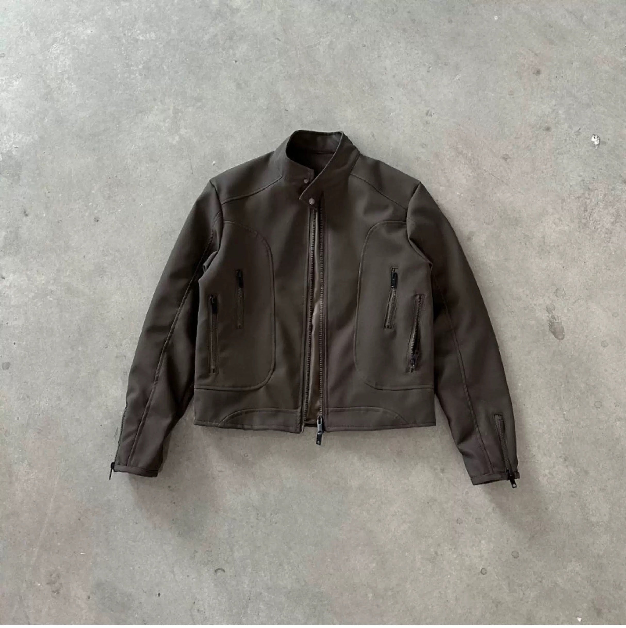 Men’s Deconstructed Patchwork Stand Collar Jacket – American Retro Street Outerwear T0137