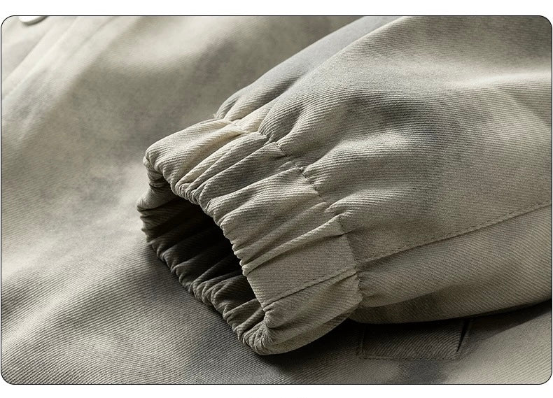 Chaqueta vintage lavada con efecto sucio para hombre – Ropa de calle retro americana T0087