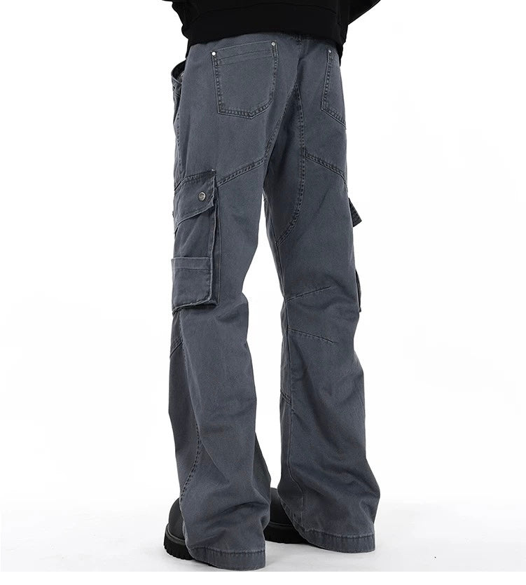 Men’s Deconstructed Cargo Pants – American Retro Utility Street Trousers B0073