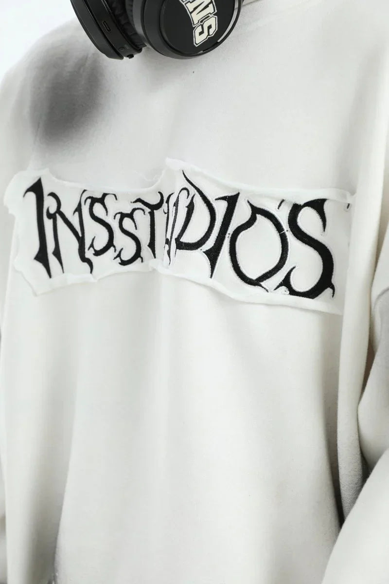 [INSstudios] SPRAY PAINT LOGO LOOSE HOODIE S0206
