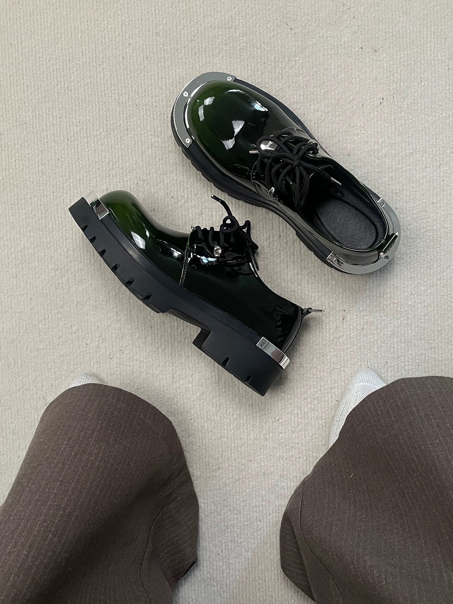 Mocasines Derby gruesos de charol para hombre, zapatos de vestir sin cordones, suela gruesa, zapatos de negocios informales con alzas S0014