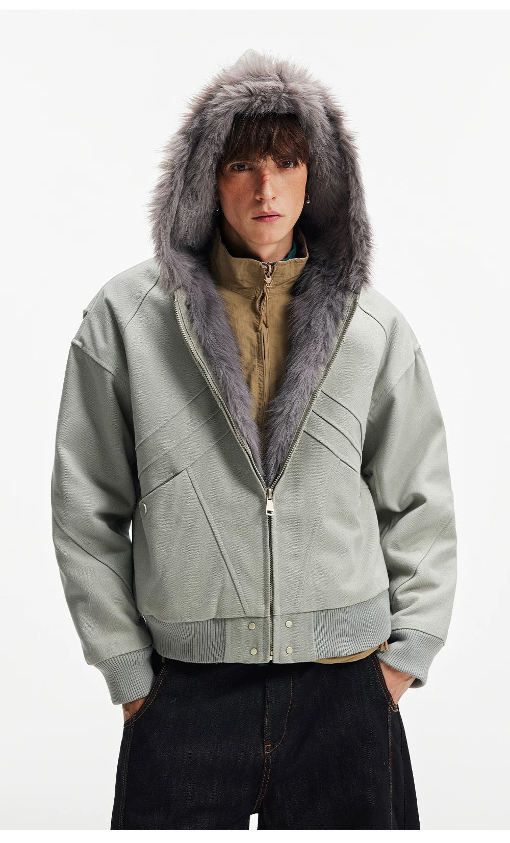 American Vintage Boxy Hooded Padded Jacket – Retro Streetwear Cotton Coat T0226