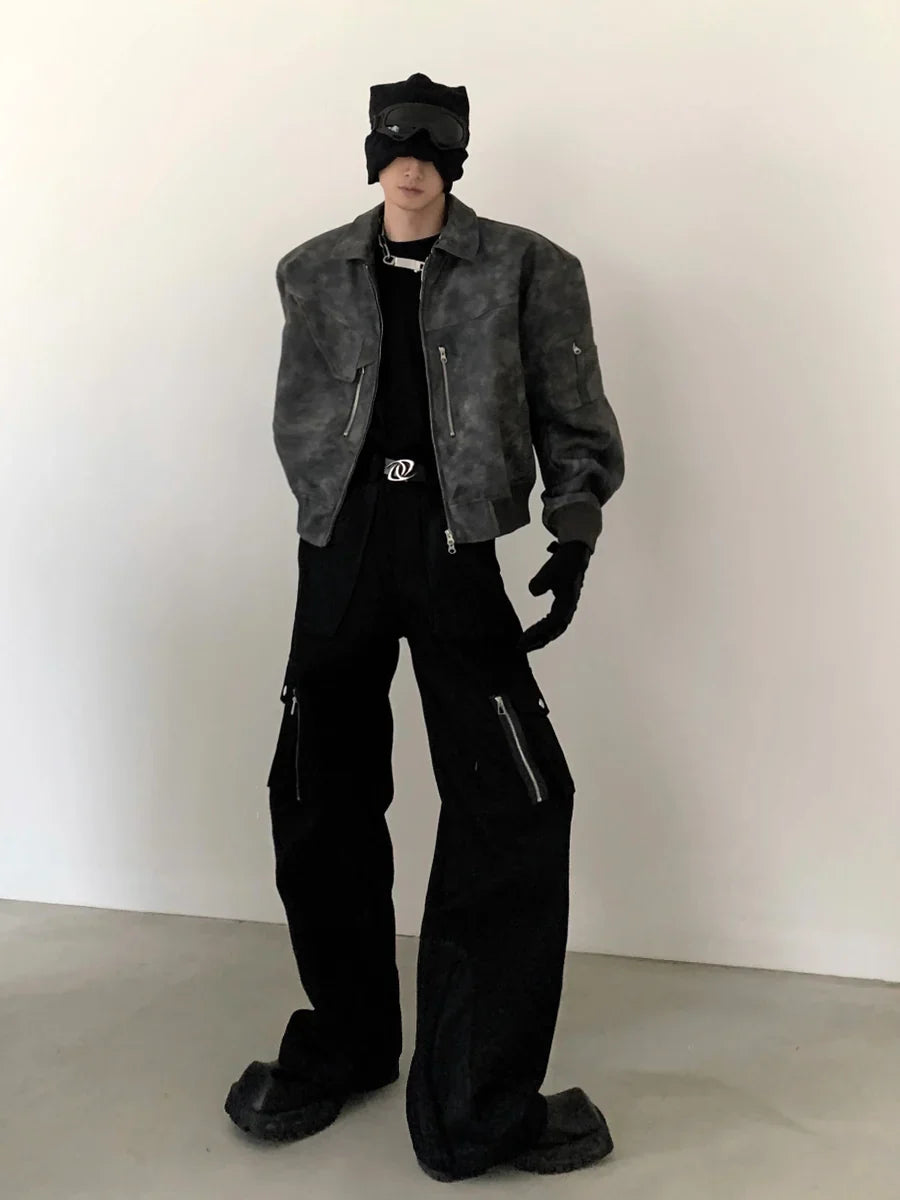 WASHED FROSTED LEATHER JACKETT0108