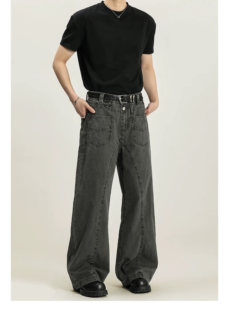 Men’s Vintage American Straight-Leg Cargo Pants – Retro Utility Streetwear Trousers B0045