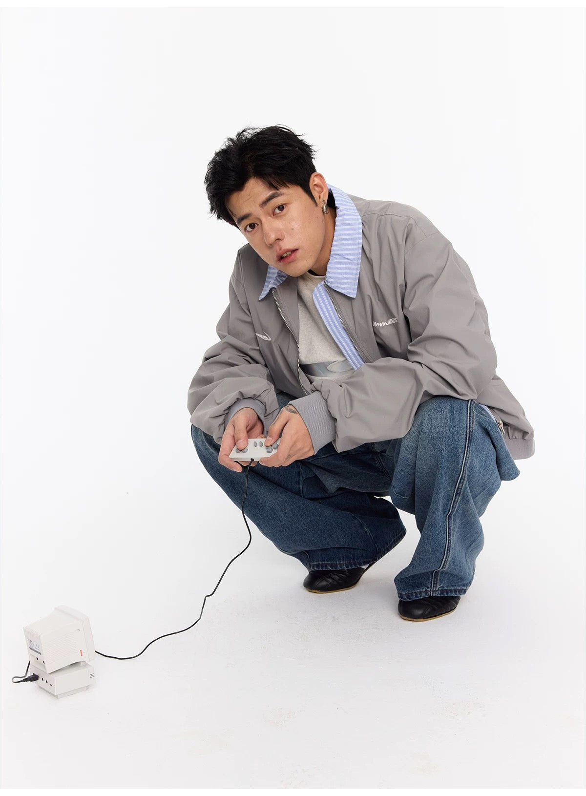 Chaqueta de béisbol vintage bordada con capas para hombre – Chaqueta bomber estilo streetwear retro T0075