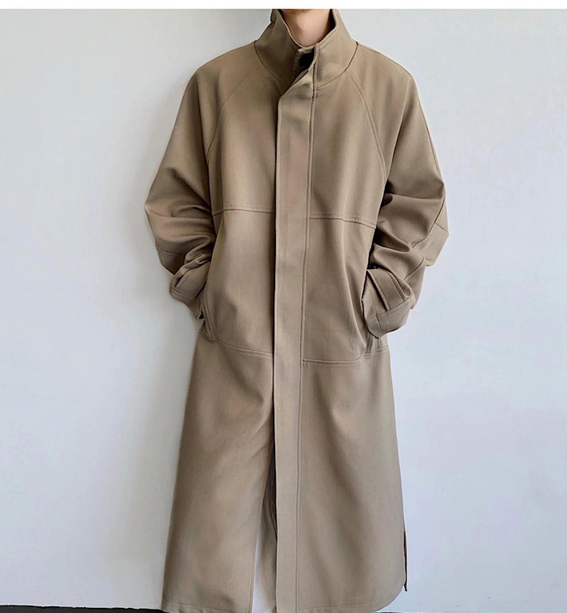 Gabardina larga vintage británica para hombre T0248