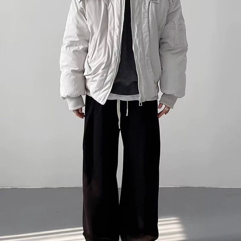 Men’s Deconstructed Bomber Jacket – American Retro High-Street Flight Outerwear T0145