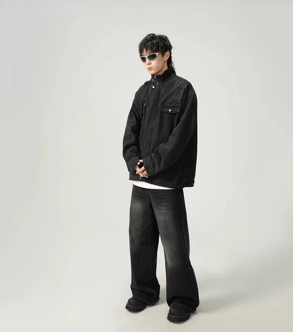 Men’s Vintage Washed Denim Jacket – American Retro Distressed Streetwear Outerwear T0046