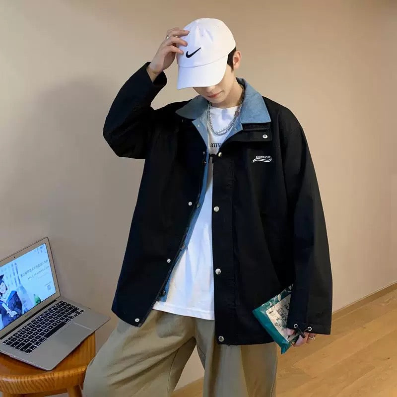 Heavyweight Streetwear Layered Jacket for Men – Loose Fit Casual Fall Outerwear T0076