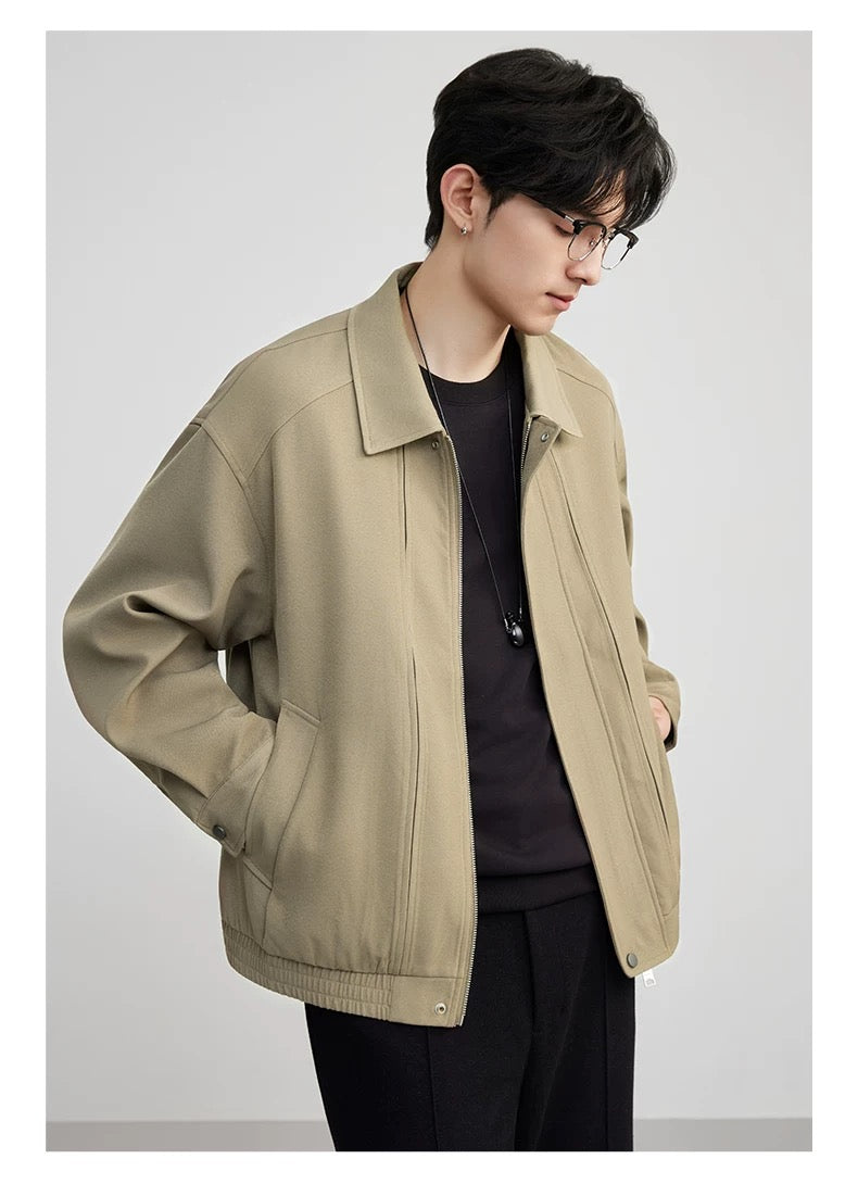 Men’s American Business Collar Jacket – Modern Retro Minimal Street Outerwear T0063