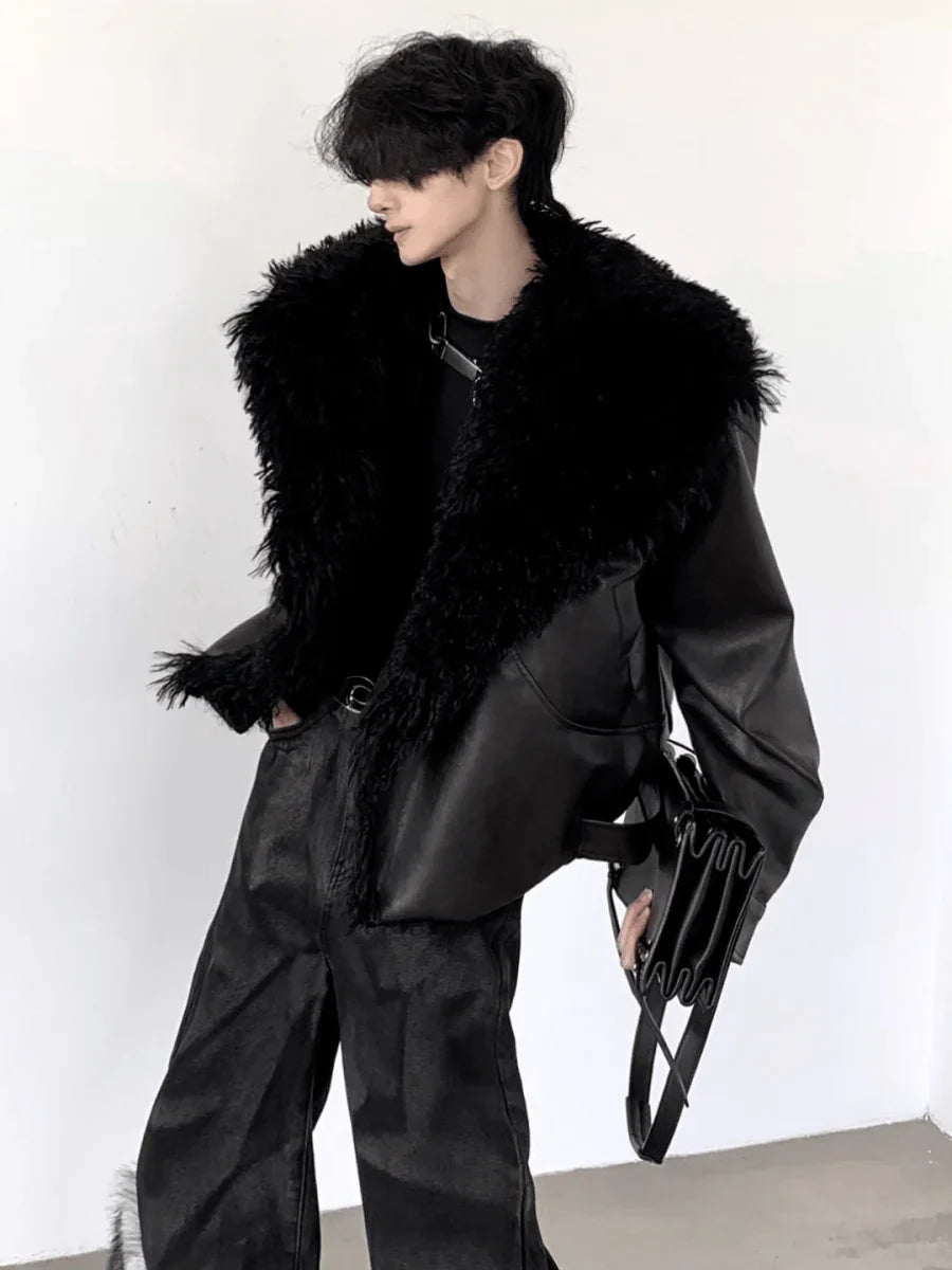 FUR LEATHER JACKET T0117