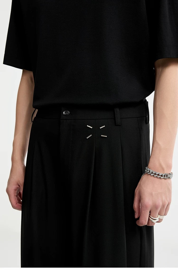 Wrinkle-Resistant Wool Embroidered Trousers - Men's Autumn Straight Leg Tencel Acetate Casual PantsB0103