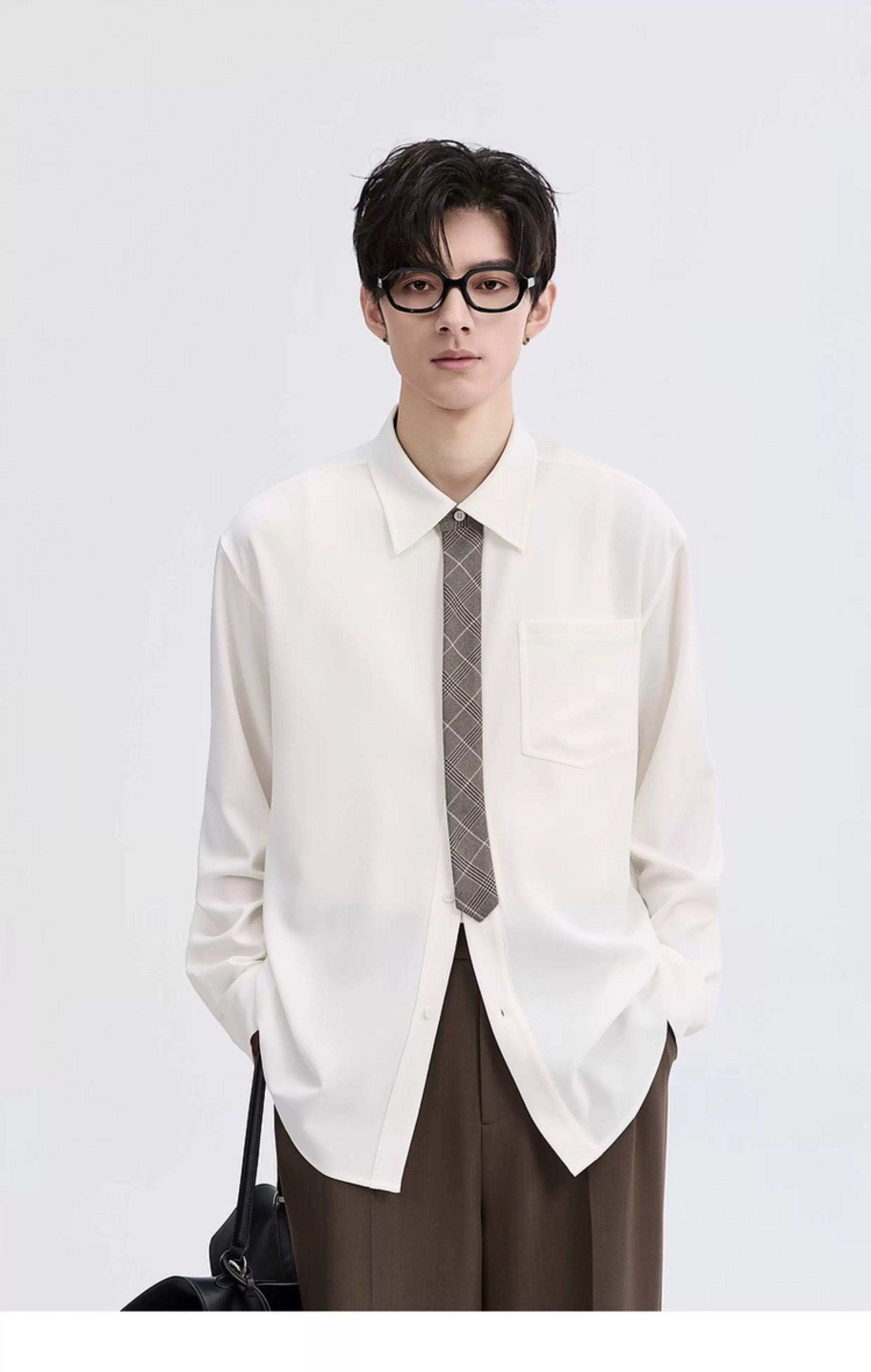 3-in-1 しわ防止＆カラーブロックシャツ - メンズ 秋冬 サーマル 長袖 トップス T0044