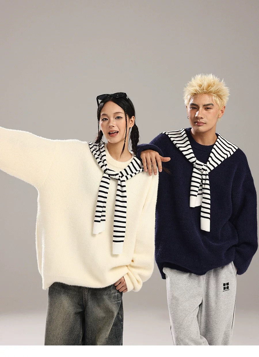 Suéter de punto estilo americano relajado para hombre S0023