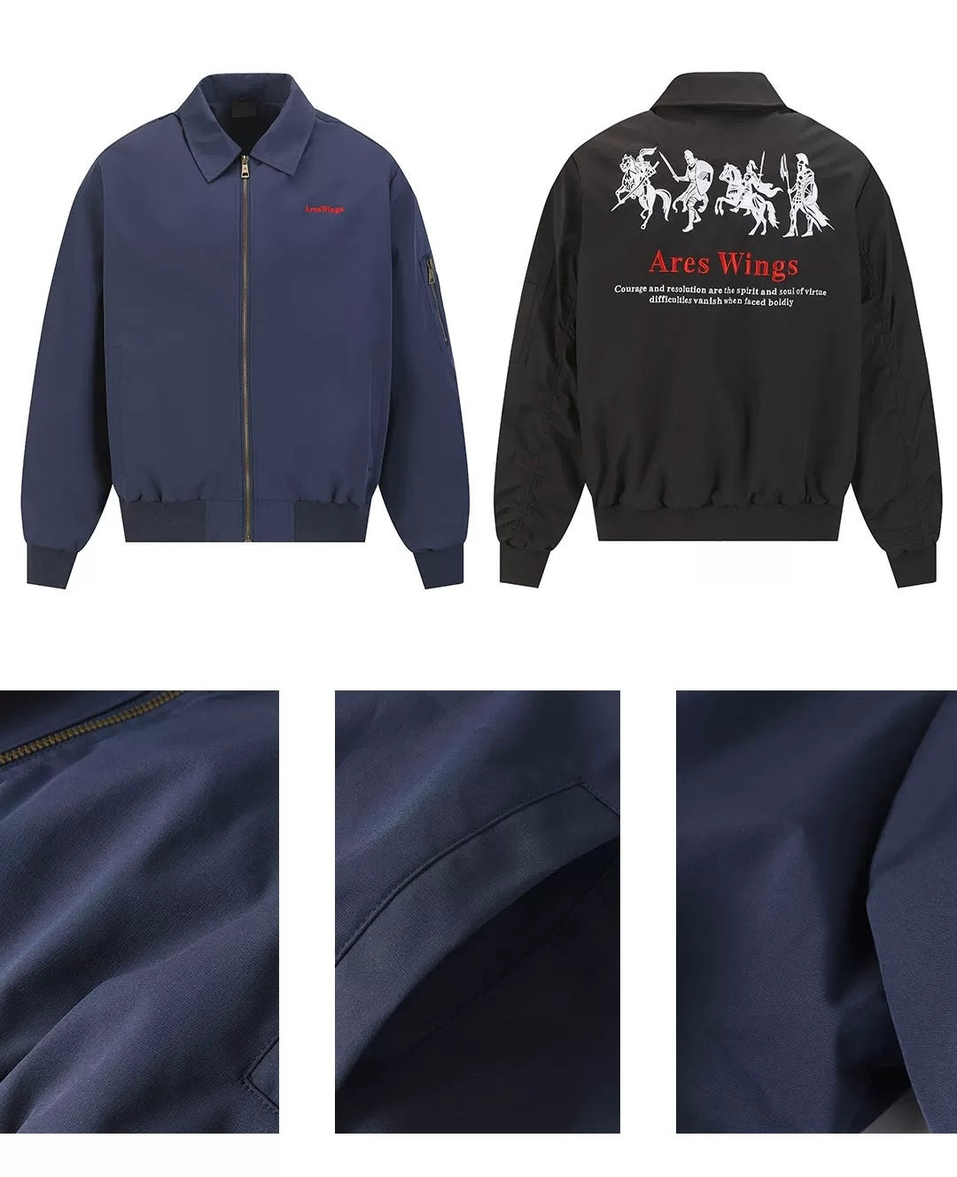 Men’s Embroidered Warhorse Letterman Bomber Jacket – American Street Vintage Flight Jacket T0065