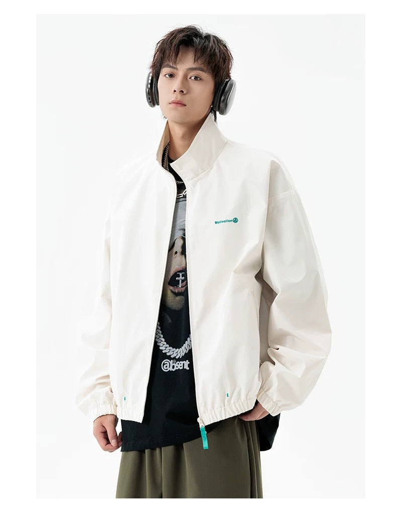 Men’s Japanese Minimalist Track Jacket – Casual Lightweight Streetwear Outerwear T0044