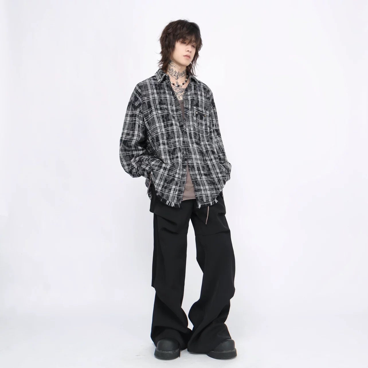 Men’s Plaid Overshirt Jacket – American Casual Vintage Streetwear Outerwear S0052