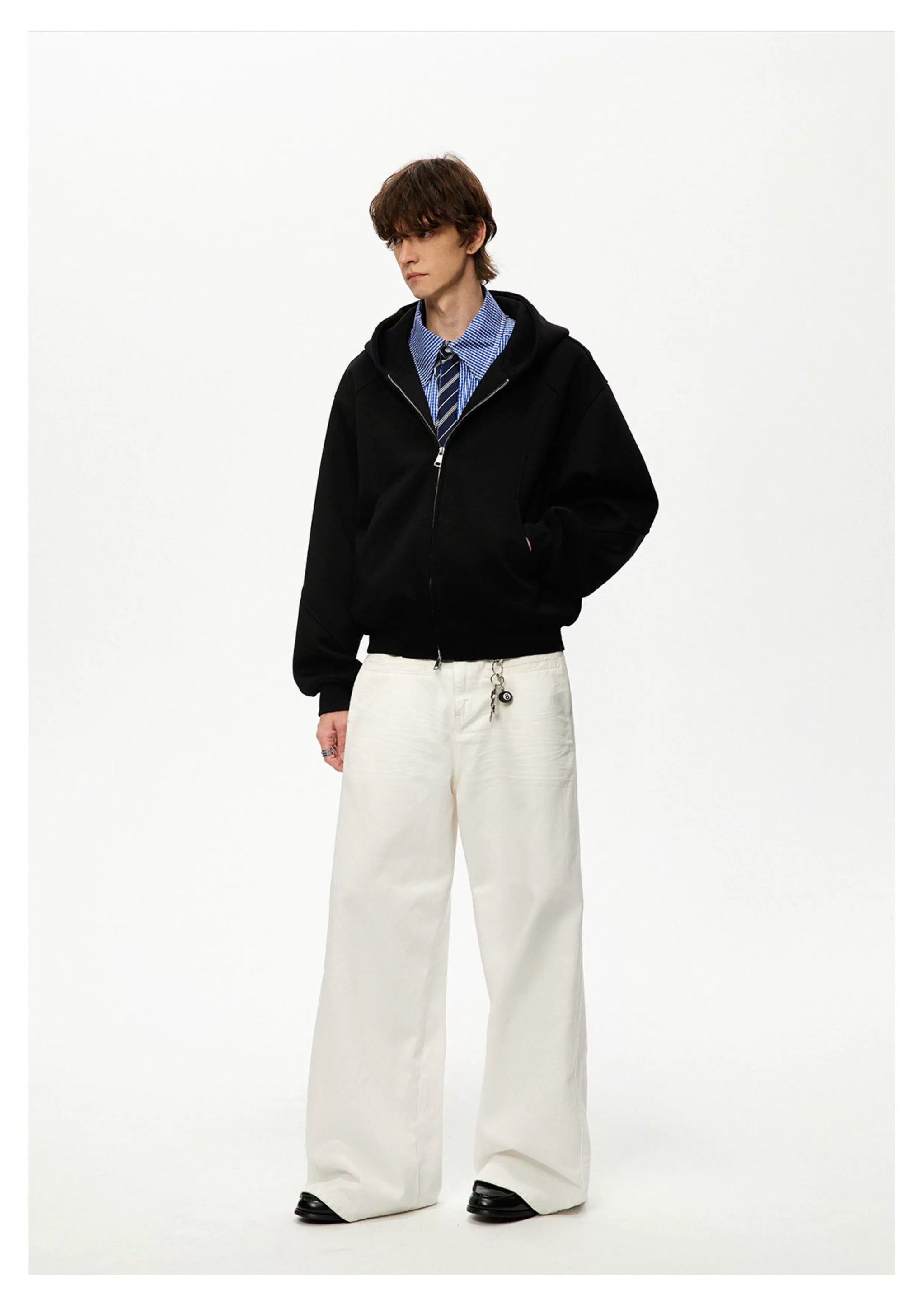 Men’s Cropped Zip-Up Hoodie – American Street Minimal Short Hoodie Jacket S0047